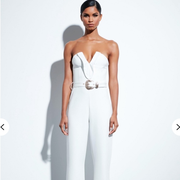 white plunge jumpsuit